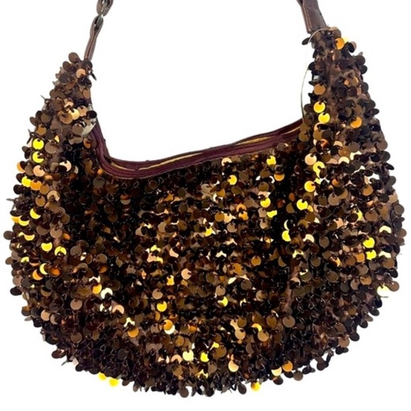 Gorgeous Metallic Brown | Copper colour sequins disco hobo bag - Picture 2 of 7